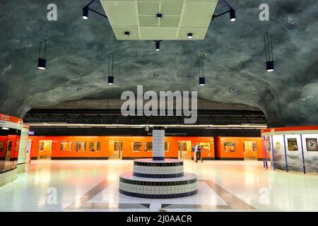 Helsinki, Finland - August 21, 2013: Metro station Ruoholahti underground subway in Helsinki, Finland. Stock Photo