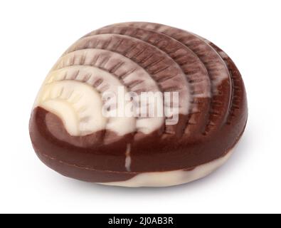 Chocolate sweets shaped as seashells isolated on white background Stock Photo