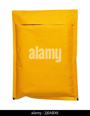 Brown envelope front and back isolated on white background. Letter top view. Stock Photo
