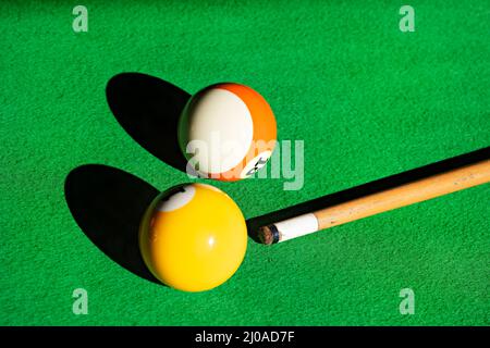 Ballarat Australia /  Billiard Balls positioned on a felt covered table. Stock Photo