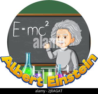 Portrait of Albert Einstein in cartoon style illustration Stock Vector