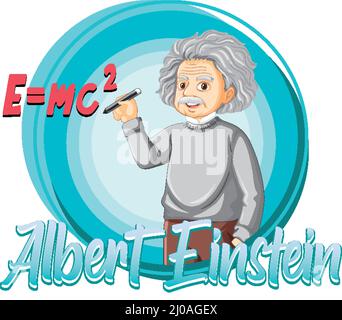 Portrait of Albert Einstein in cartoon style illustration Stock Vector