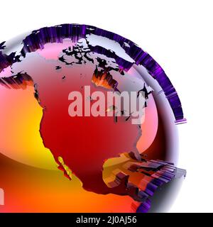 Globe of colored glass with an inner warm glow Stock Photo