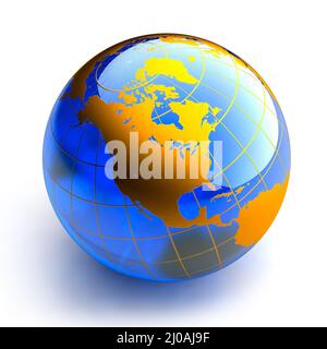 Blue glass globe on white background Stock Photo