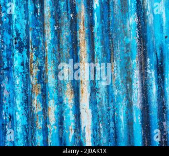 Colorful Rusted Corrugated aluminum Sheet Metal siding Stock Photo