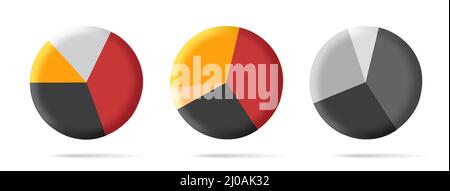 Pie chart 3d icon set, isolated vector Stock Vector