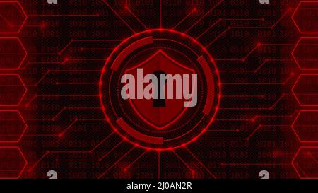 Protective Shield in circle frame on binary code background with ...