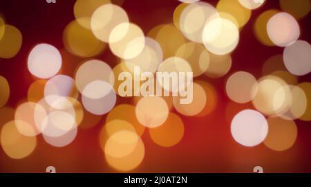 Banner photo bokeh of white and yellow lights on a red background Stock Photo