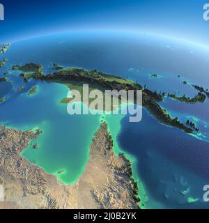 Detailed Earth. Australia and Papua New Guinea Stock Photo