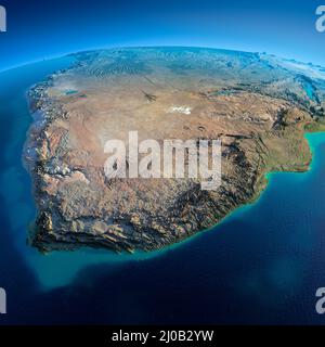 Detailed Earth. South Africa Stock Photo