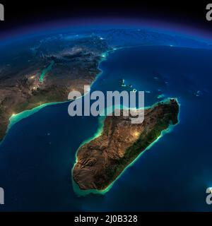 Night Earth. Africa and Madagascar Stock Photo
