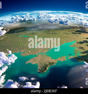 Fragments of the planet Earth. Black Sea and Crimea Stock Photo