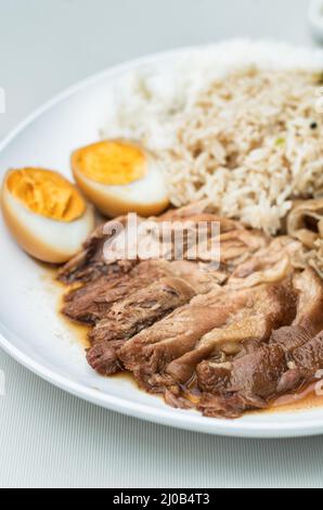 Thailand pork knuckle rice Stock Photo