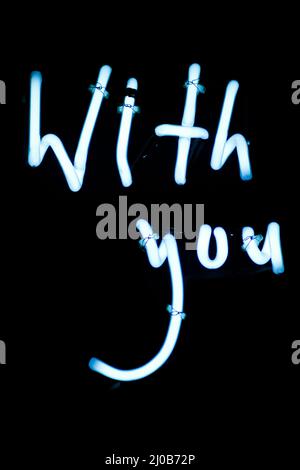 With you neon light sign Stock Photo