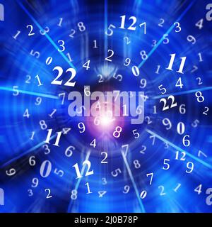 explosion of numbers, numerology and match concept Stock Photo