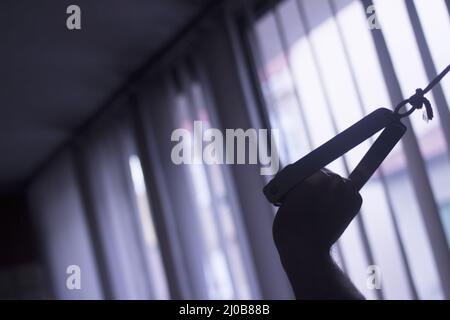 Gym cable pulley fitness aerobics pilates multigym machine Stock Photo