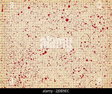 Checkered paper with red blots Stock Photo