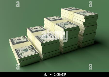 Big money stacks from dollars. Dollar finance conceptual Stock Photo