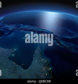 Detailed Earth. Australia and Papua New Guinea on a moonlit night Stock Photo