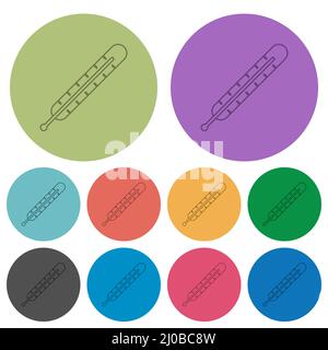 Digital thermometer outline darker flat icons on color round background Stock Vector