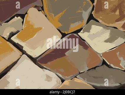 Stone texture hand made, paint with saturated color, touch color. For game art, design project, cgi concept, sand stone, yellow dry Stock Photo