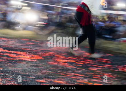 Nestinar walking on fire Stock Photo