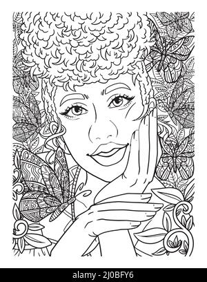 Afro American Flower Girl Coloring Page Stock Vector Image & Art - Alamy