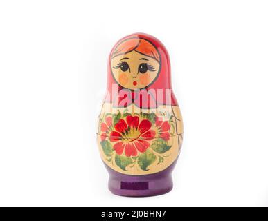 A russian matryoshka doll on a white background Stock Photo