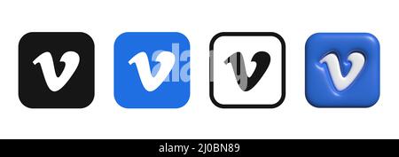 Vimeo logo. Vimeo logo collection. 3d vector.  Stock Vector