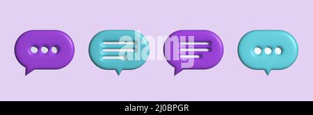 Text bubble 3d. Chat message bubble set. Texting bubble. 3d vector.  Stock Vector
