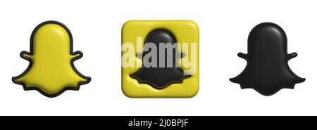 Snapchat logo. 3d vector. Snapchat social network 3d icon.  Stock Vector