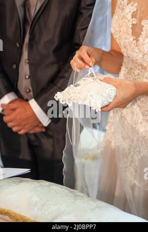 groom take hand his bride out from wedding car Stock Photo - Alamy