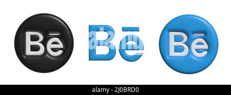 Behance. Behance 3D logo. Behance icon.  Stock Vector