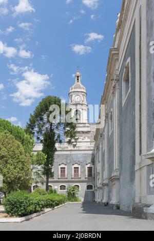 Photos of individual parts of the Cathedral of Saint Agatha in Catania Piazza del Duomo in Sicily Stock Photo