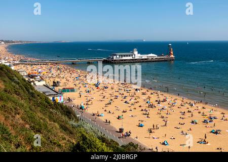 England, Dorset, Bournemouth, Bournemouth Beach and Pier Stock Photo