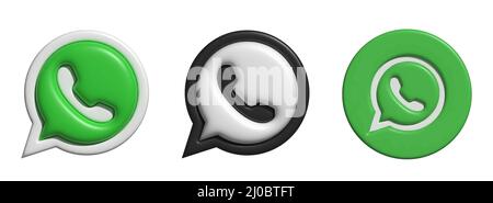Whatsapp 3d logo. Whatsapp. Whatsapp 3d icon.  Stock Vector