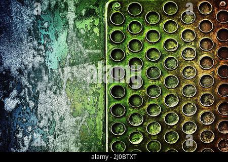 Abstract yellow-green background with texture closeup of metal Stock Photo