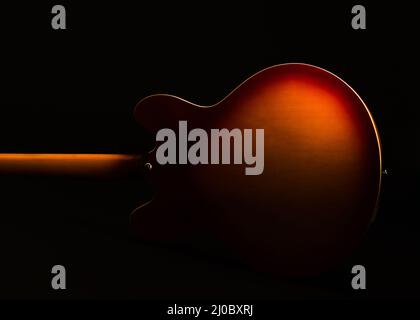 Back and neck of Epiphone Dot semi hollow body guitar Stock Photo