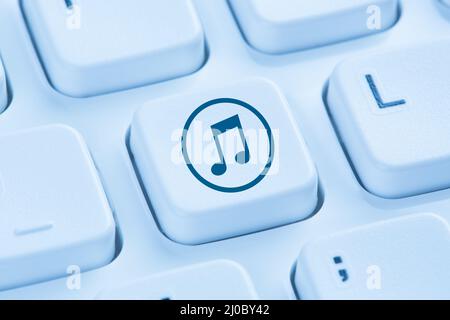 Listen music download download internet blue computer keyboard Stock Photo