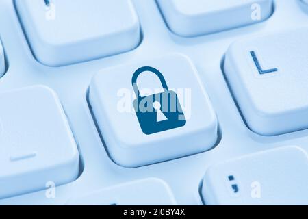 Computer security internet lock icon safe surf blue keyboard Stock Photo