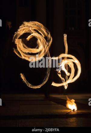 Earth hour fire show horizontal Stock Photo