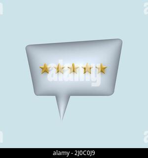 Review five stars 3D Bubble for Communication concept and Web UI Stock Vector