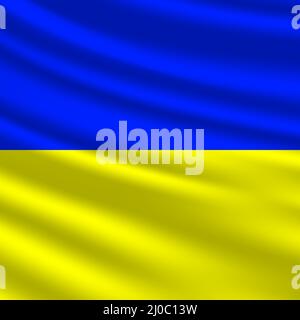 State flag of Ukraine. Wavy yellow-blue flag of Ukraine. Vector illustration Stock Vector