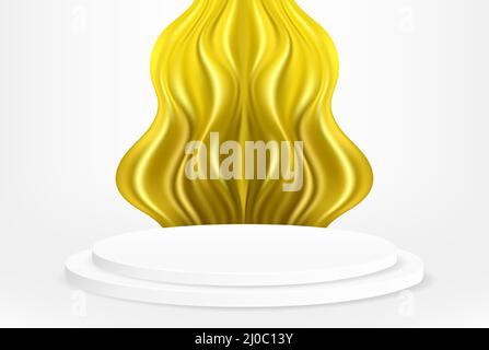 Empty round pedestal. White circle awarded winner podium, luxury goods promotional display on white gradient background. Stock Vector