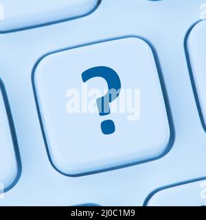 Computer keyboard question mark help icon blue web Stock Photo