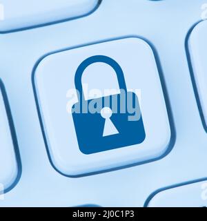 Computer security internet lock icon online safe surf blue web Stock Photo