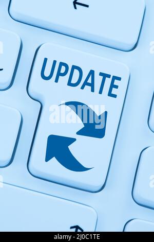 Computer software update protection from virus blue online web Stock Photo