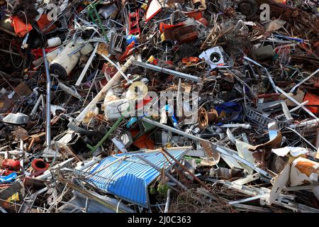 Schrottplatz, Altmetall zum Recycling, Alteisen, Metallschrott  /  Scrap yard, scrap metal for recycling, scrap iron, scrap metal Stock Photo