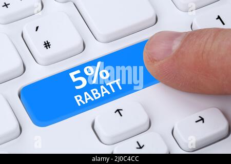 5% Five percent discount button action bonus shopping internet Stock Photo