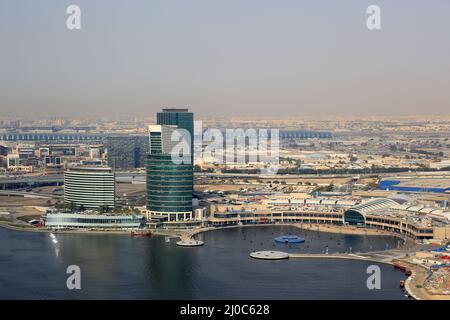 Dubai Festival City aerial view aerial photo Stock Photo
